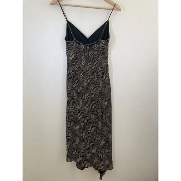 Vintage 90's Y2K Brown Whimsigoth Fairy Grunge Asymmetrical Hem Slip Dress Sz 4 - Picture 3 of 16